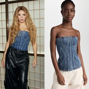 Stella McCartney Vintage Wash Denim Bustier Corset Top Size 40 (Small)